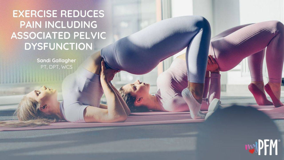 Exercise reduces pain including associated pelvic dysfunction